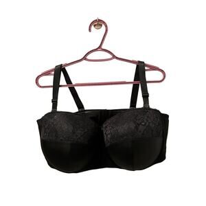 Ashley Stewart 46 DD Bra Black, Underwire, Padding, Adjustable, Hook/Loop